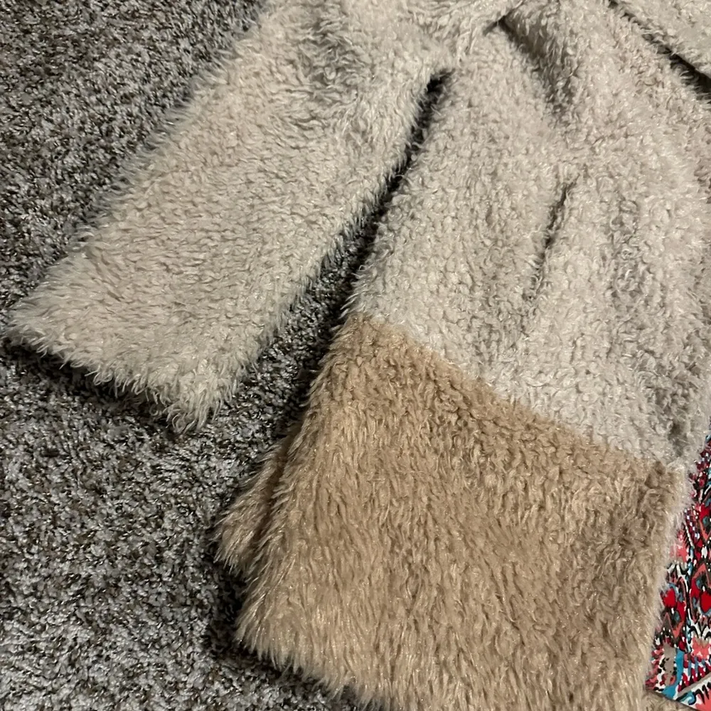 Anthropologie Elevenses Cream Shag Coat Sherpa Teddy Jacket - Image 4