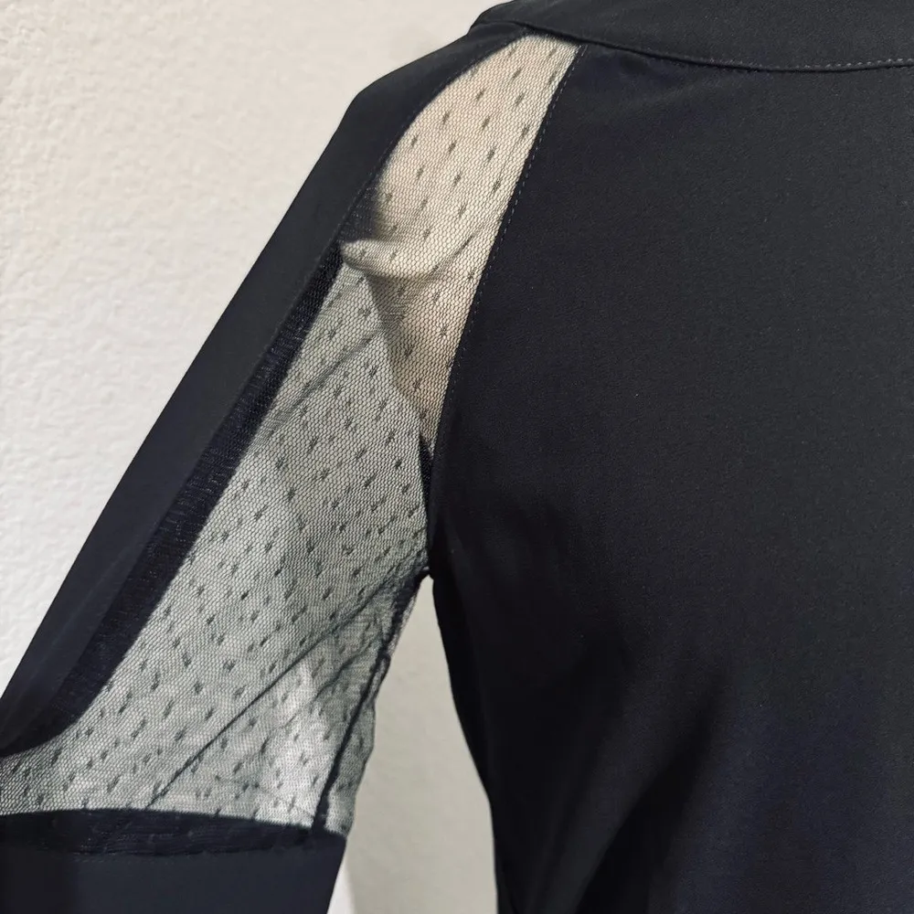 FORE Women Chic Black Casual Short Gothic Lined Dress with Sheer Sleeves Size L Size L - Image 5