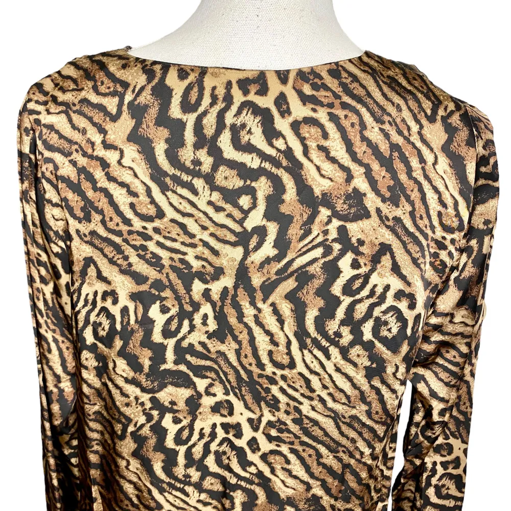 Good American Flowing Faux Wrap Front Long Sleeve Bodysuit Jaguar Womens Size 1 - Image 6