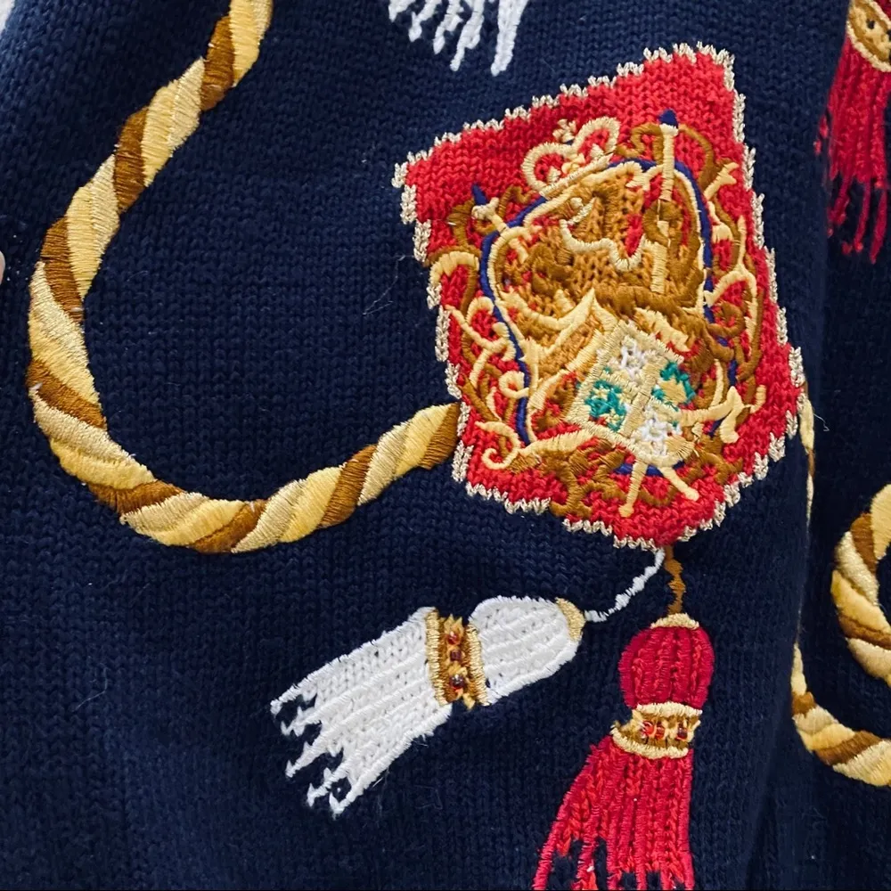 Vintage Navy Knit Ropes & Tassel Sweater S - Image 9