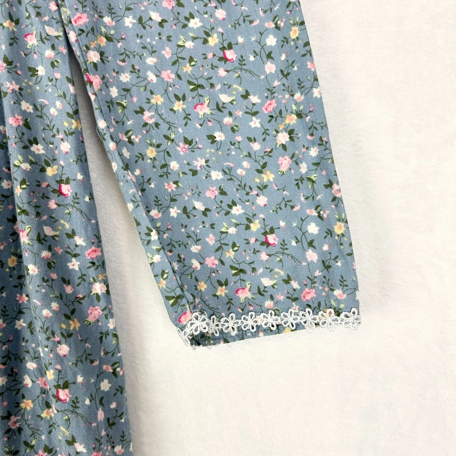 Scarlet Darkness Pioneer Women Floral Prairie Maxi Dress Size Large Mennonite Blue - Image 3