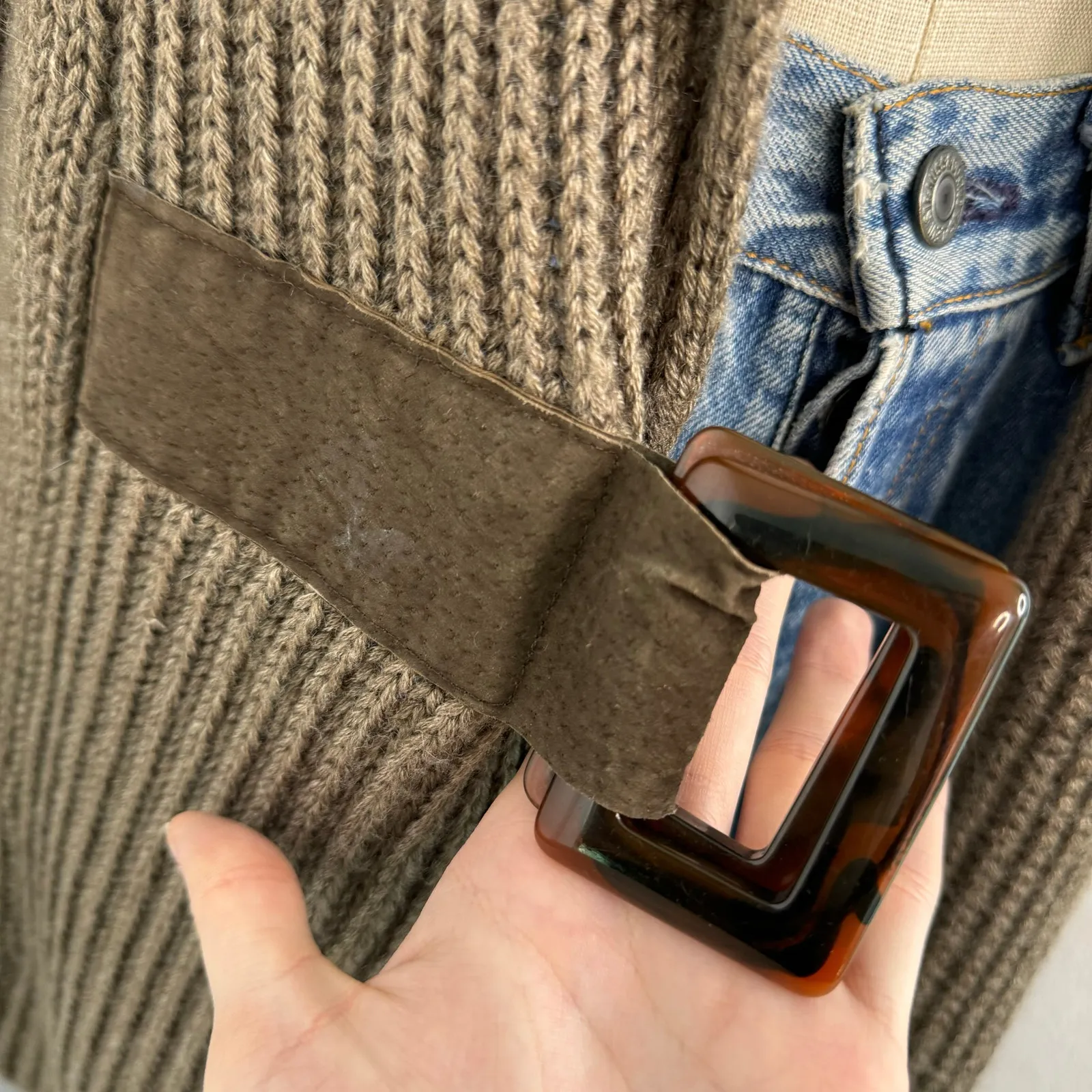 Soft Surroundings Shawl Collar Cardigan Sweater Wool Blend Brown - Image 5