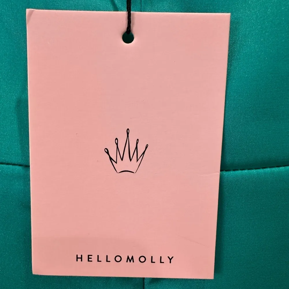 Luxury Affair Satin Maxi Dress Off The Shoulder Ruched Green 8 NWT - Image 12