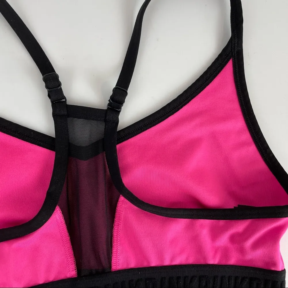 PINK Victoria’s Secret Lounge Sports Bra Sz Large Pink Black Logo - Image 13