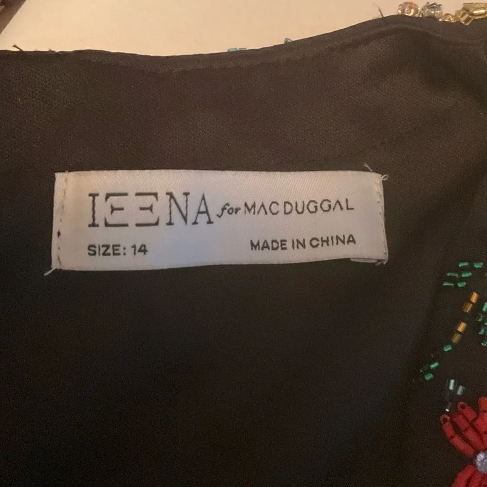 NWT Mac Duggal  Beaded Cap Sleeve V Neck Gown Dress Black 14 - Image 14