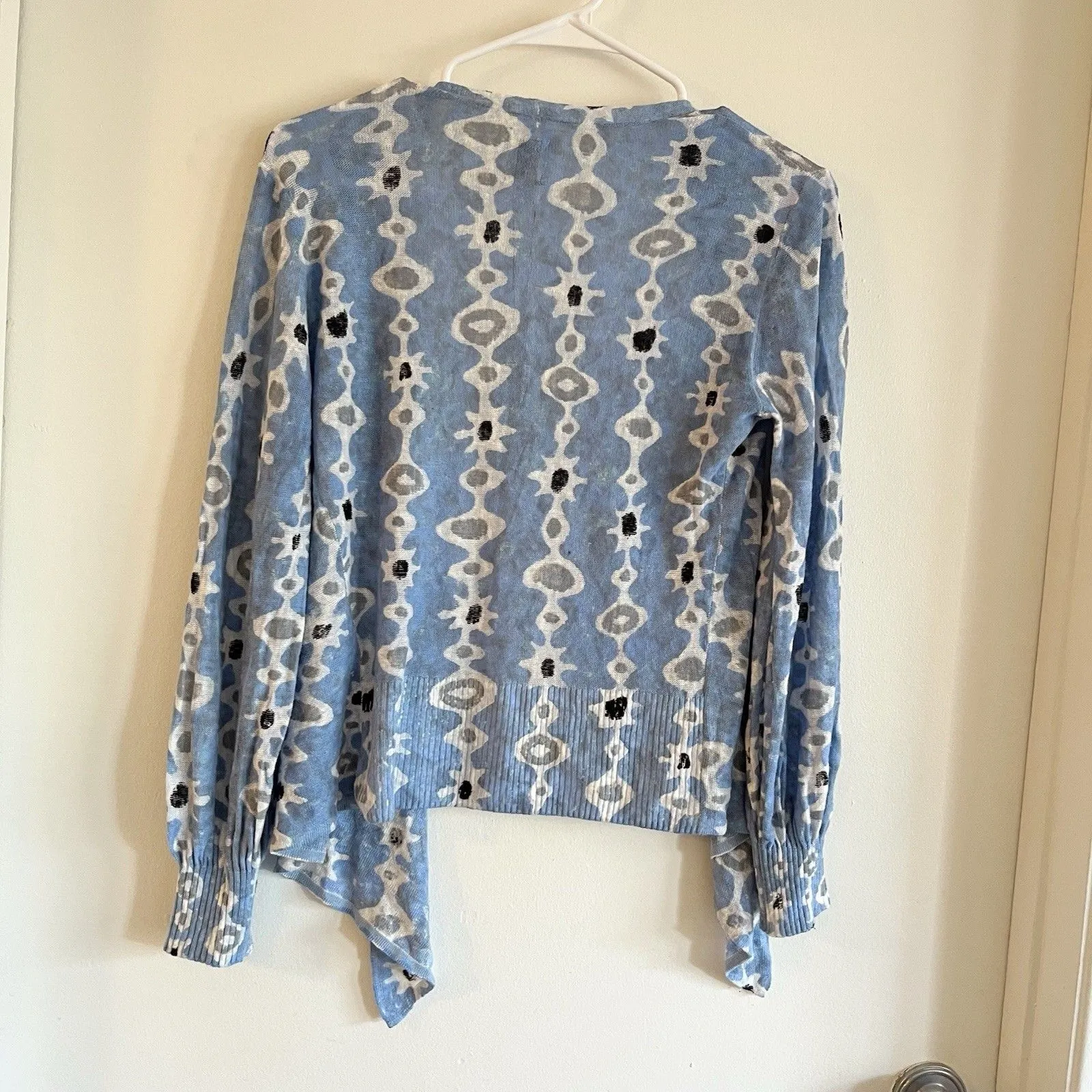 New NIC + ZOE Linen Blend Cardigan Blue Featherweight Long Sleeve Artsy Sz XS - Image 4