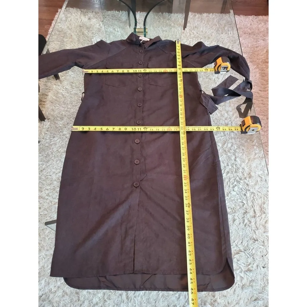 Noblemoon Womens Blk Polyester Long Sleeve Collared Button Down Shirt Jacket XL - Image 7