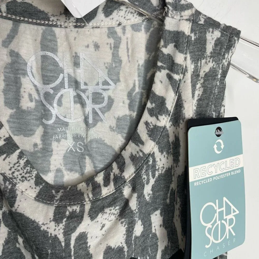 New Chaser AC/DC Band Logo Tank Leopard Cheetah Print Women XSmall White Gray Xs - Image 7