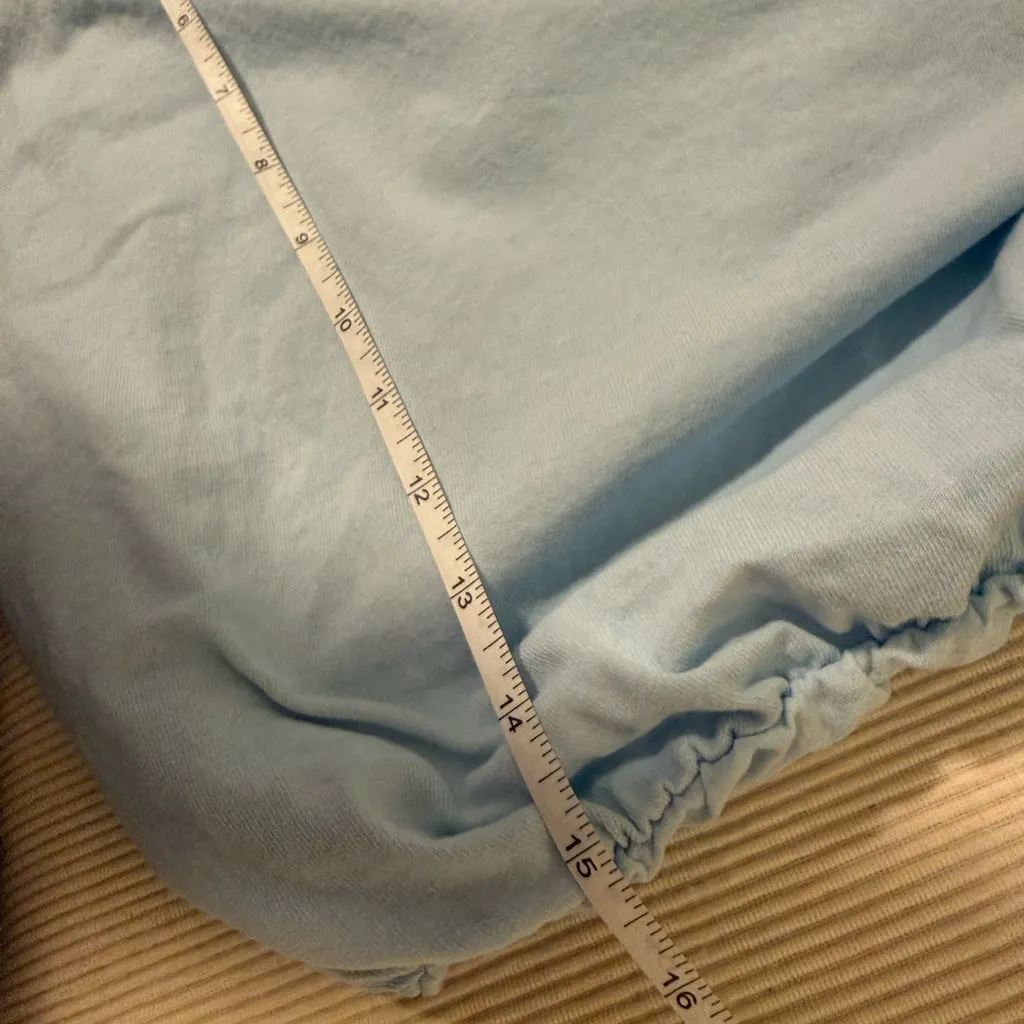 Papermoon Light Blue Cropped Elastic Hem Cap Sleeve Cotton Top Women’s M - Image 7