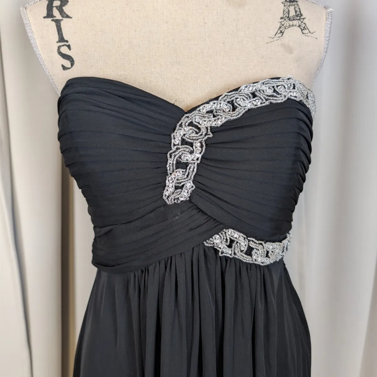 Vintage Blondie Nites Black Strapless Chiffon Cocktail Dress – Y2K - Image 12