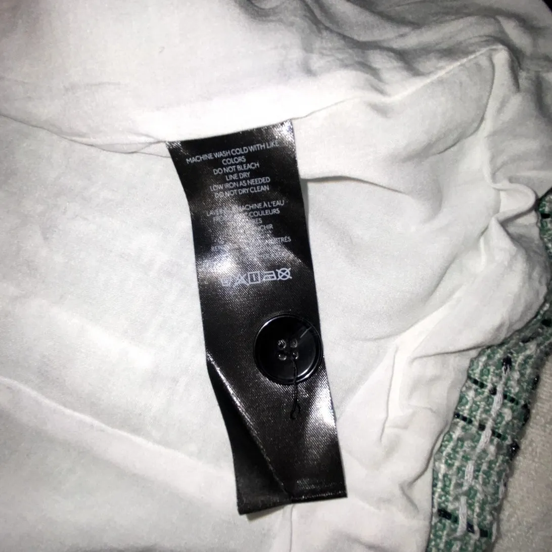 NWOT Anthropologie Maeve Green Tweed Double Breasted Blazer Vest Jacket Size 10 - Image 8