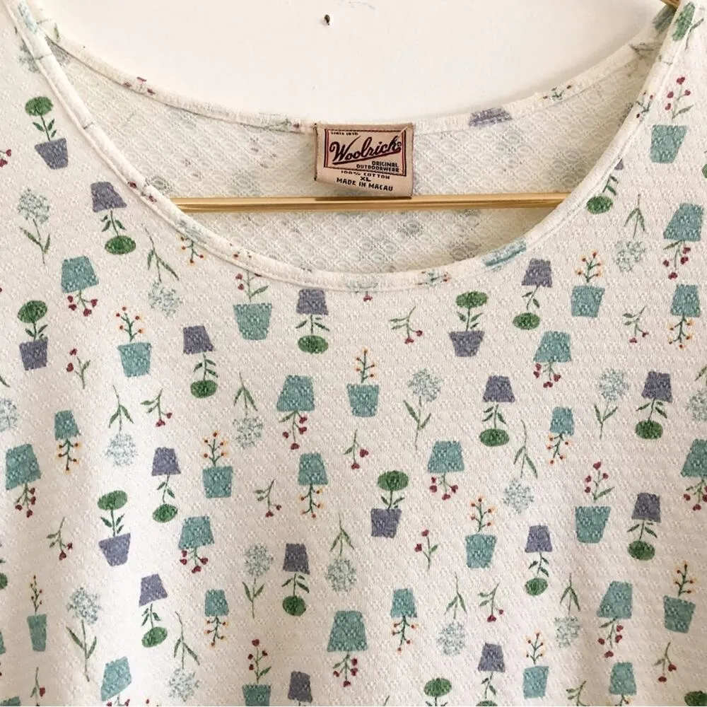 Woolrich Vintage  Garden T-Shirt with Plants 100% Cotton Plant Shirt - Image 2