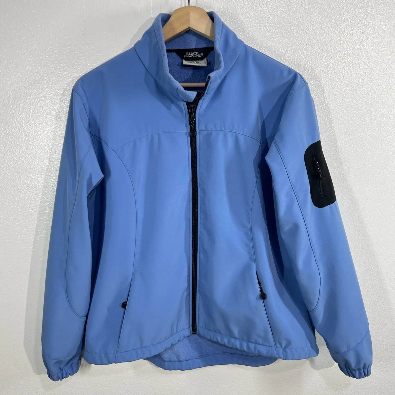 Black Diamond Softshell Jacket Womens XL Blue Zip Up Fleece Lined Outdoor Travel - Image 1