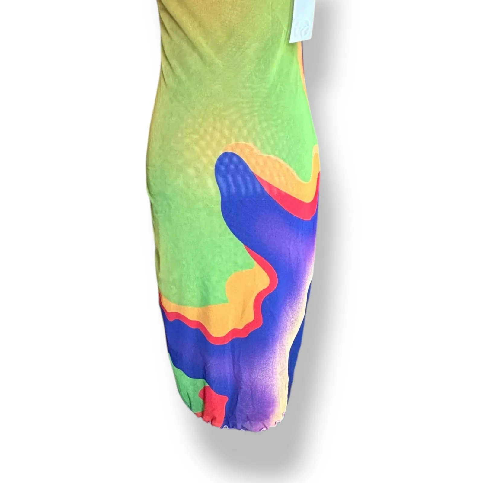 Expired Girl X Heeyajenny Abstract Mesh Midi Slip Dress Colorblock Medium New Blue - Image 7