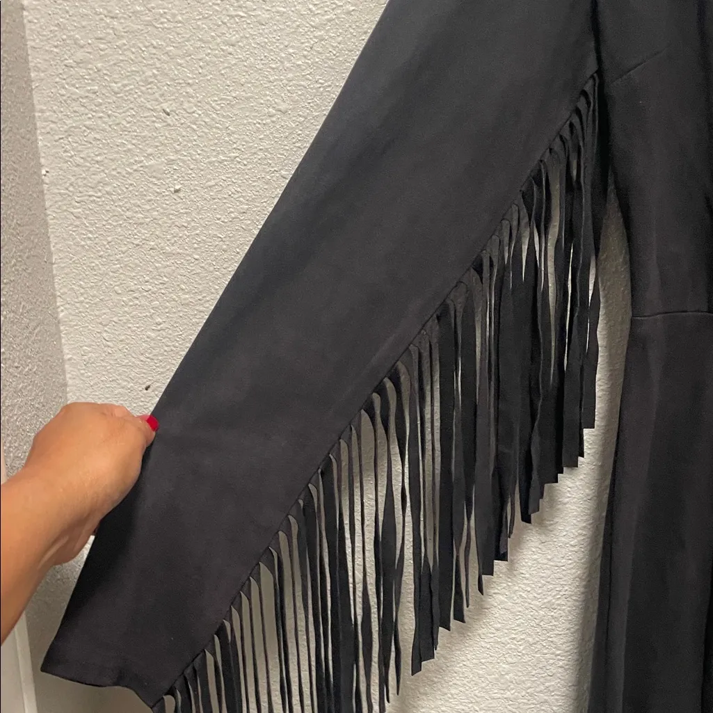 PPLA Black Long Sleeve Fringe Dress - Image 2