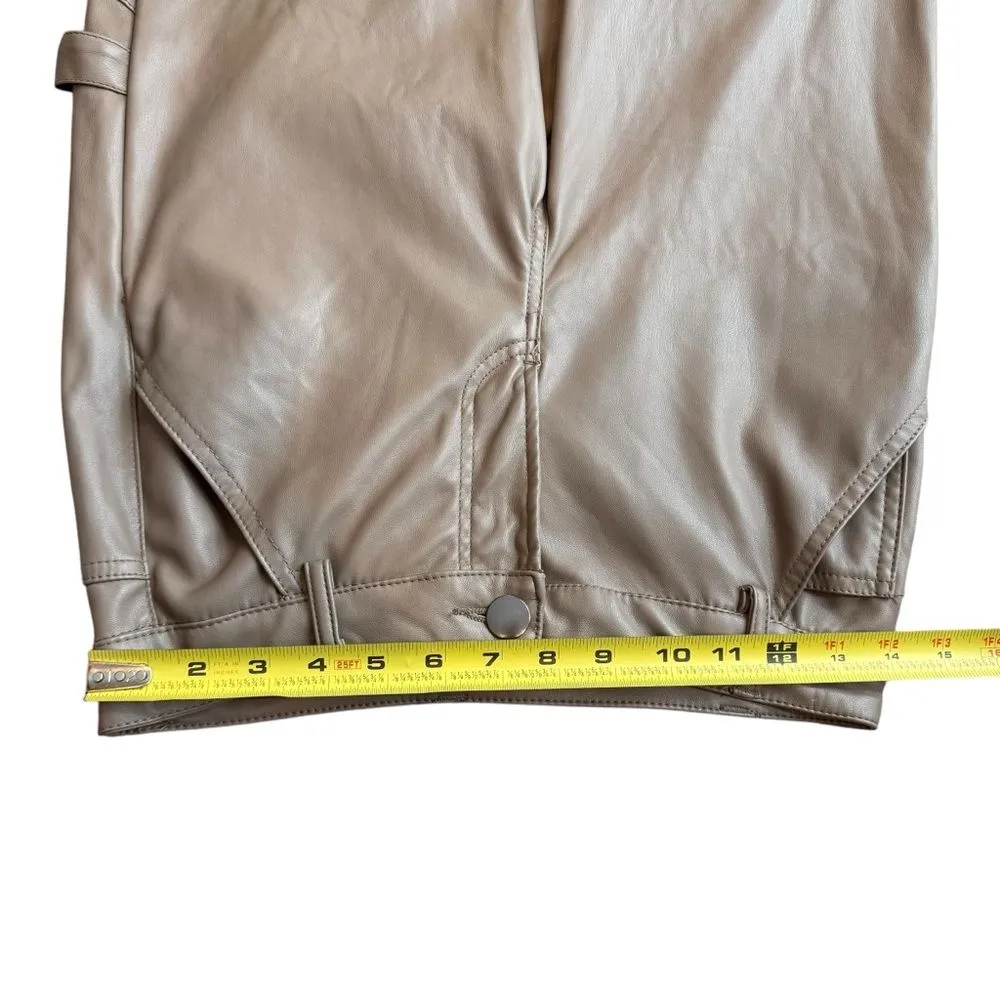CI Sono‎ Women’s M Cargo Carpenter Pants Taupe Brown Faux Leather Beige Baddie - Image 12