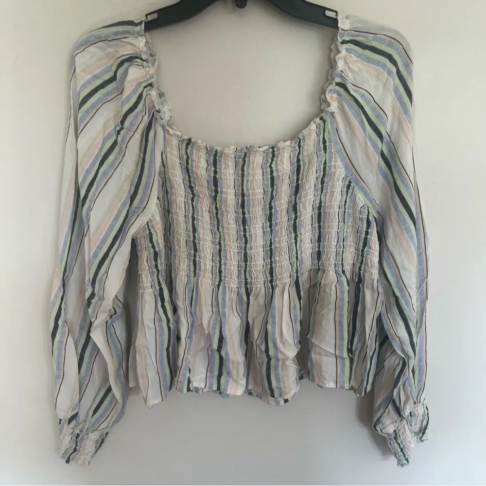 Women’s Candies Striped Smocked Long Sleeve Boho Peasant‎ Top Size XL - Image 7