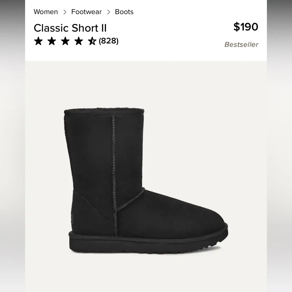 UGG Classic Short II Black Women’s Boots Size 9 - Image 2