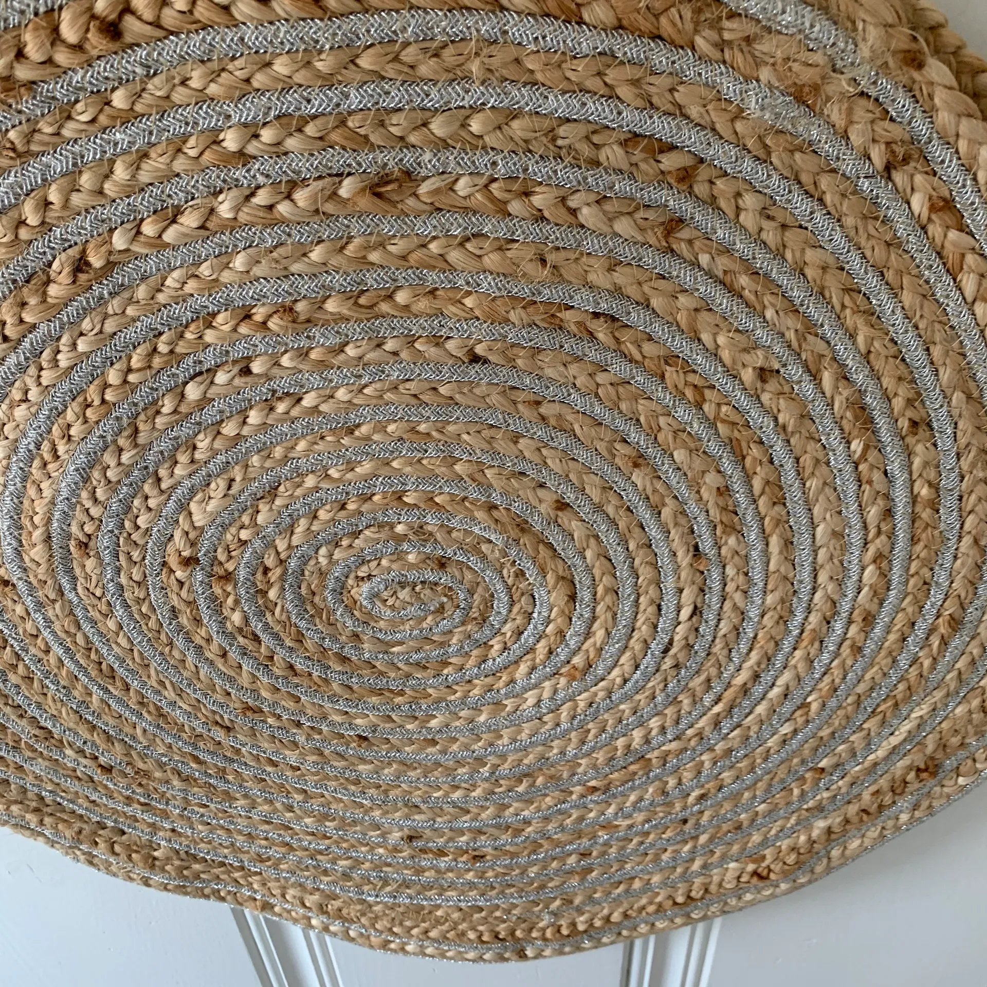 Magid Natural Weaved Silver Circle Large Tote Bag Tan - Image 2