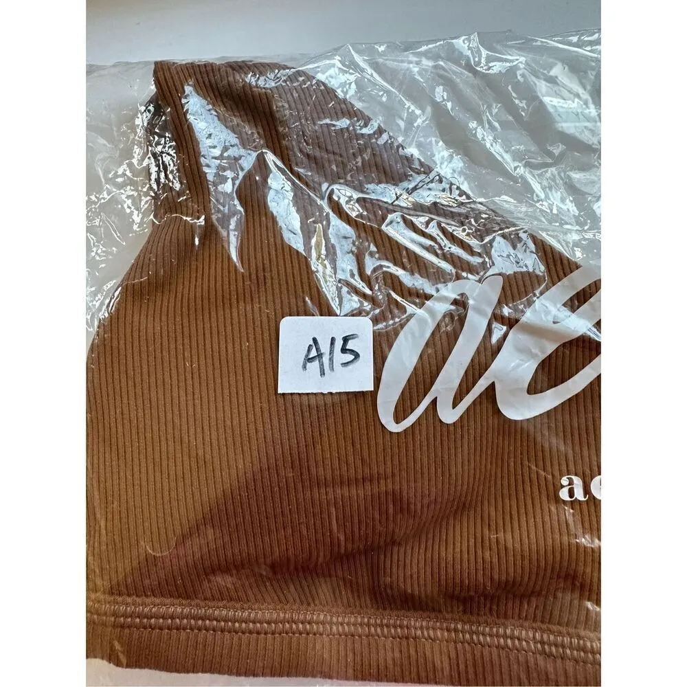 Size M OFFLINE by Aerie Ribbed Plunge Sports Bra in Medium Brown - Image 6