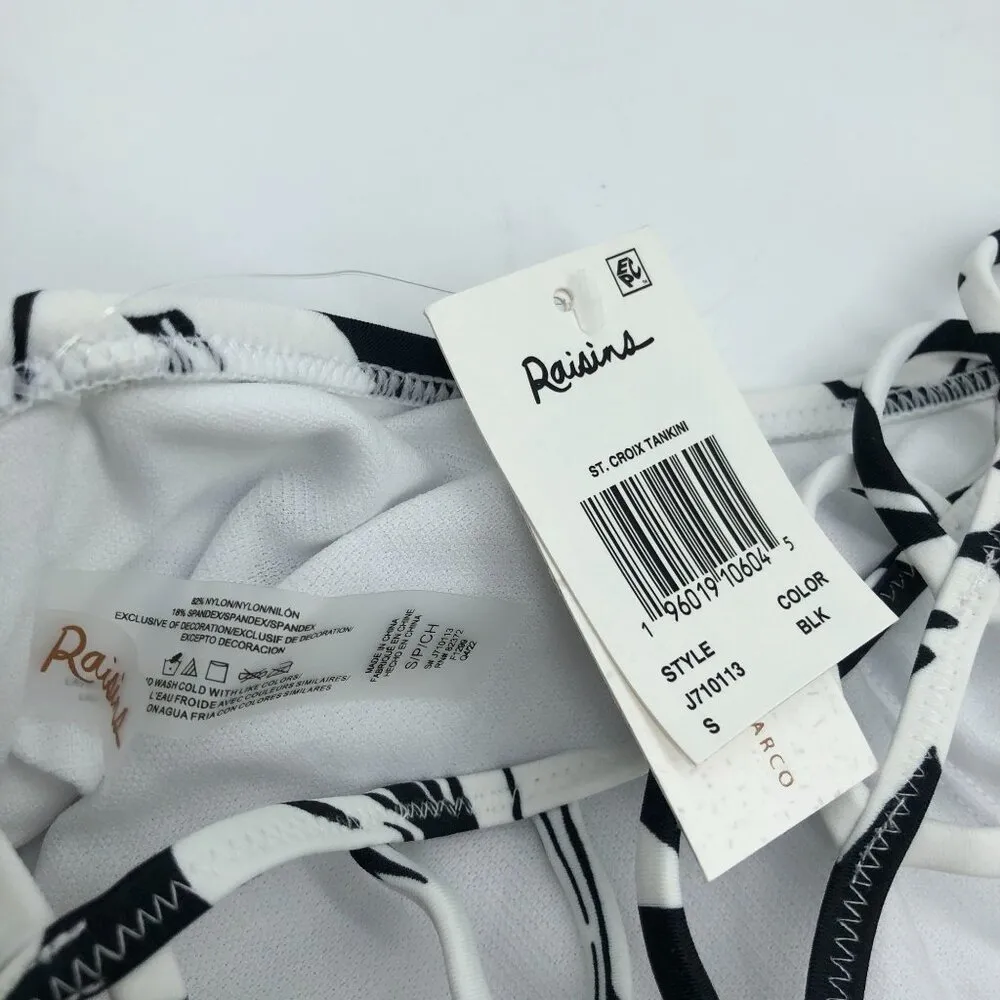 Raisins Womens St. Croix Tankini Swim Top Black White Floral Print Size S - Image 6