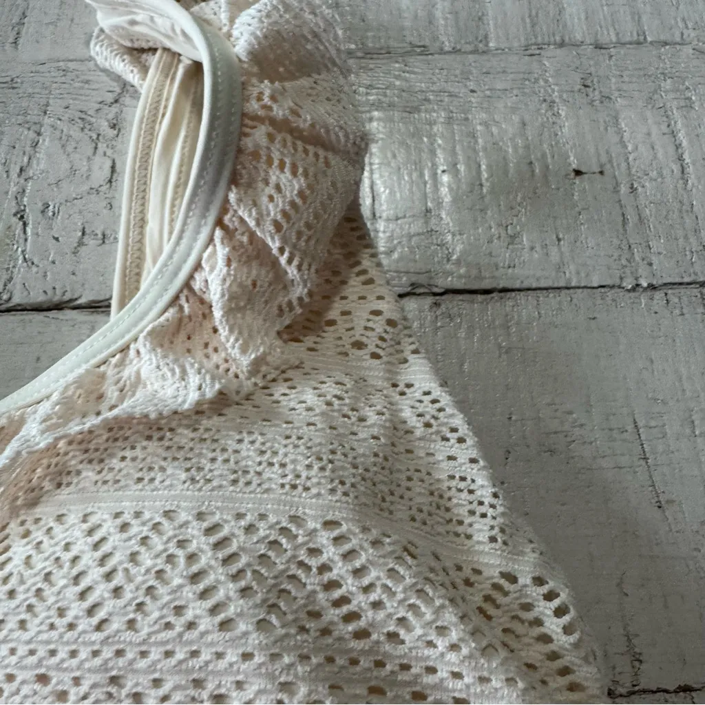 Andie Swim the Hydra Bikini Top NWT size Medium Vanilla Crochet‎ Ruffle Lace - Image 4