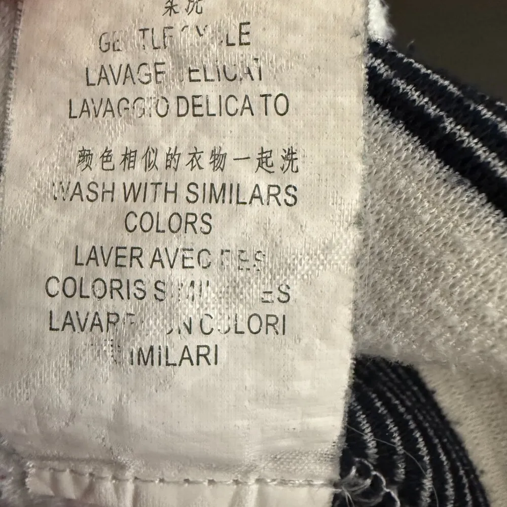 FRNCH Striped Shift Mini Dress Women's M/L Navy White Fisherman Nautical Ribbed - Image 12