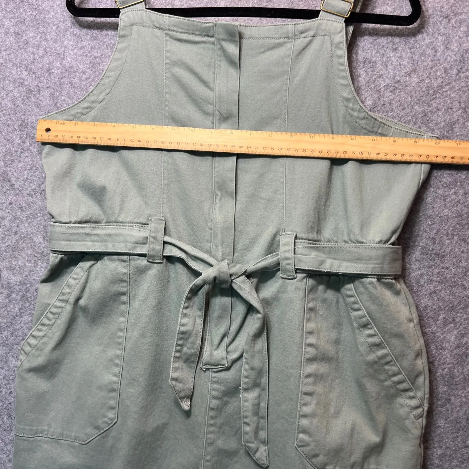 Celebrity‎ Pink Overalls Green Utility Jumpsuit XXL Wide Leg Pockets Workwear - Image 2