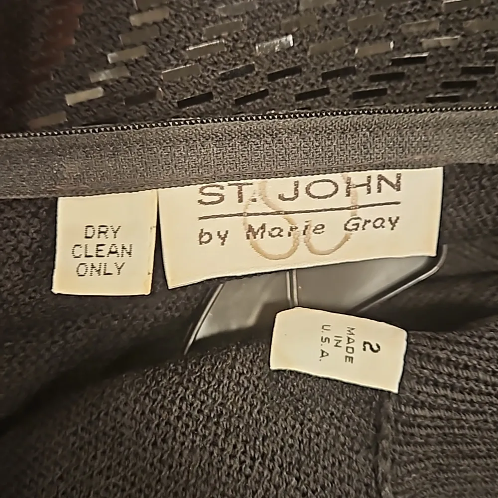 💕ST JOHN💕Vintage Metallic Waves Knit Evening Dress ~ Black Size 2 - Image 7