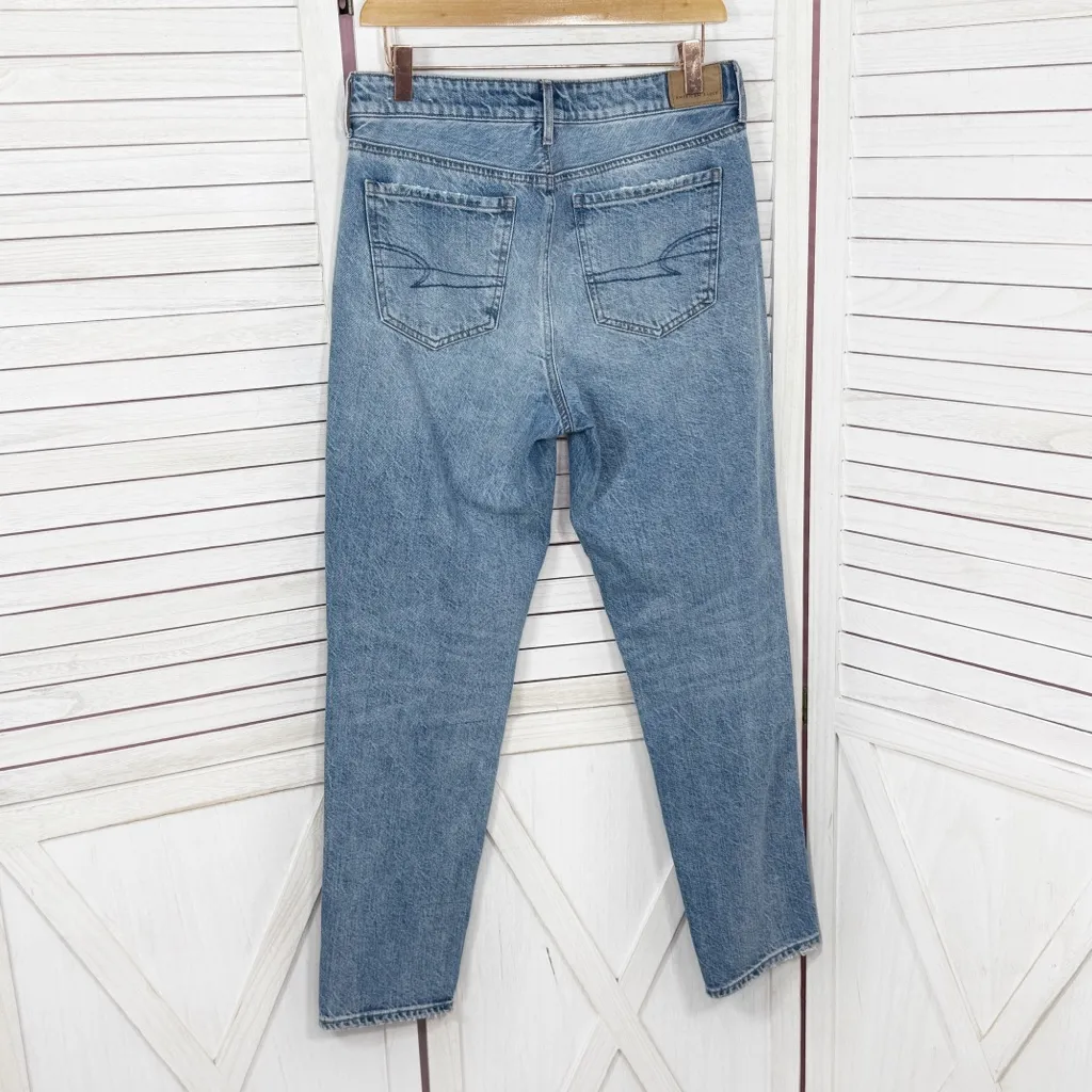 American Eagle  Tom Girl Lightly Distressed Button Fly Jeans Blue Size 4 - Image 2