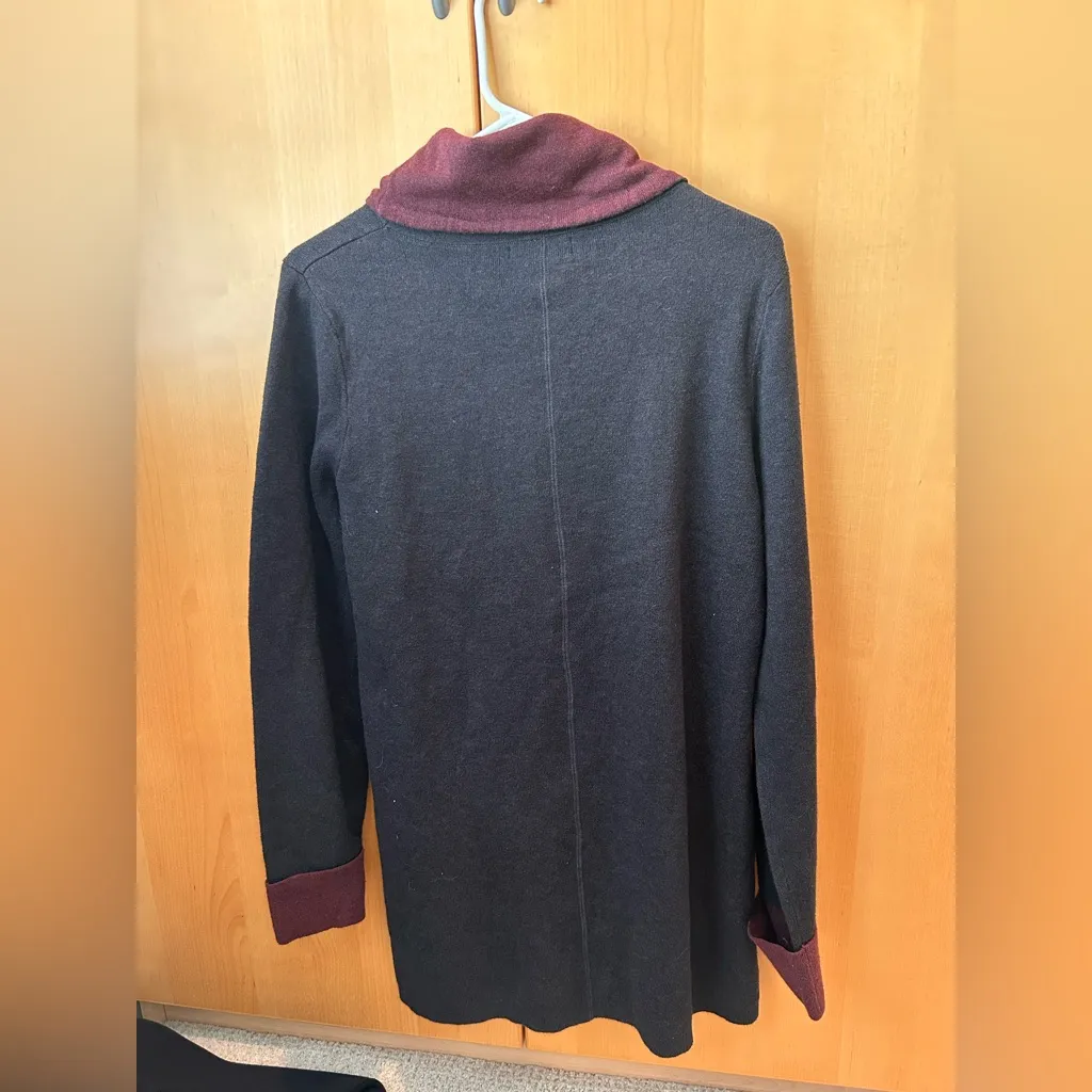 Cynthia Rowley Black and Burgundy sweater - Image 2