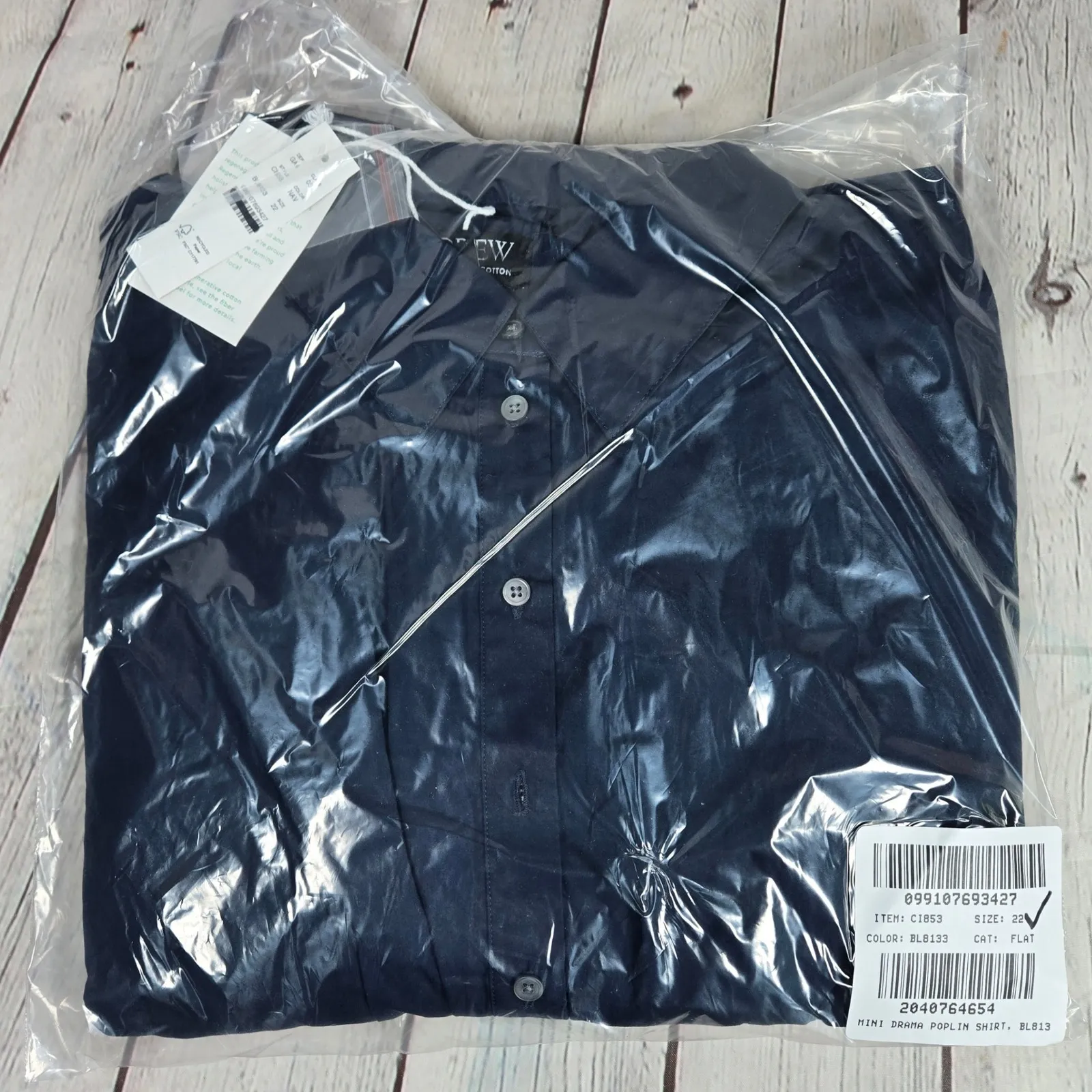 J. Crew Elena mini shirt-dress in‎ cotton poplin Navy CI853 22 NWT - Image 8