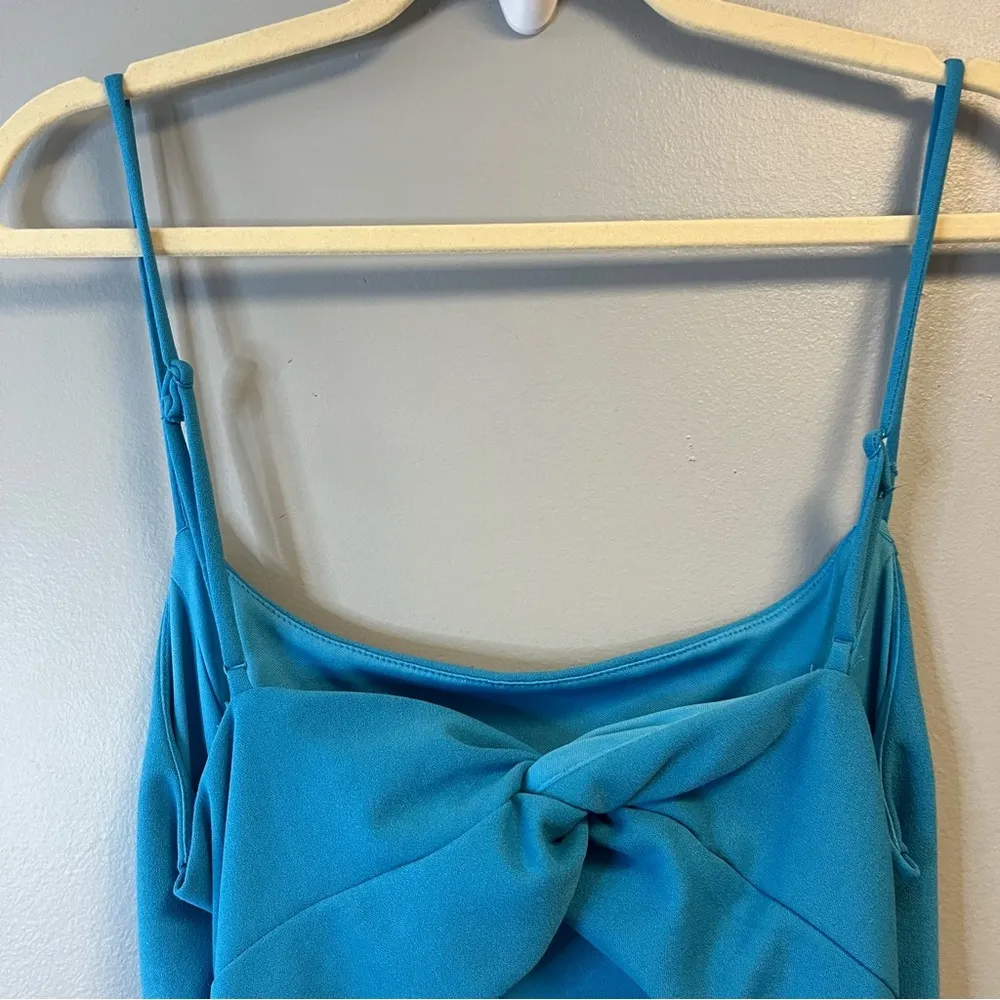 Lulu’s Dress Bright Blue Midi w/ Spaghetti Straps, Back Cut Out & Slit Sz M NWT - Image 6