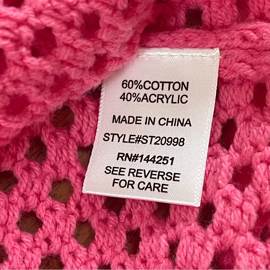 Sincerely Jules open knit Pink Sweater shirt sleeves Polo cotton blend Sz XL - Image 10