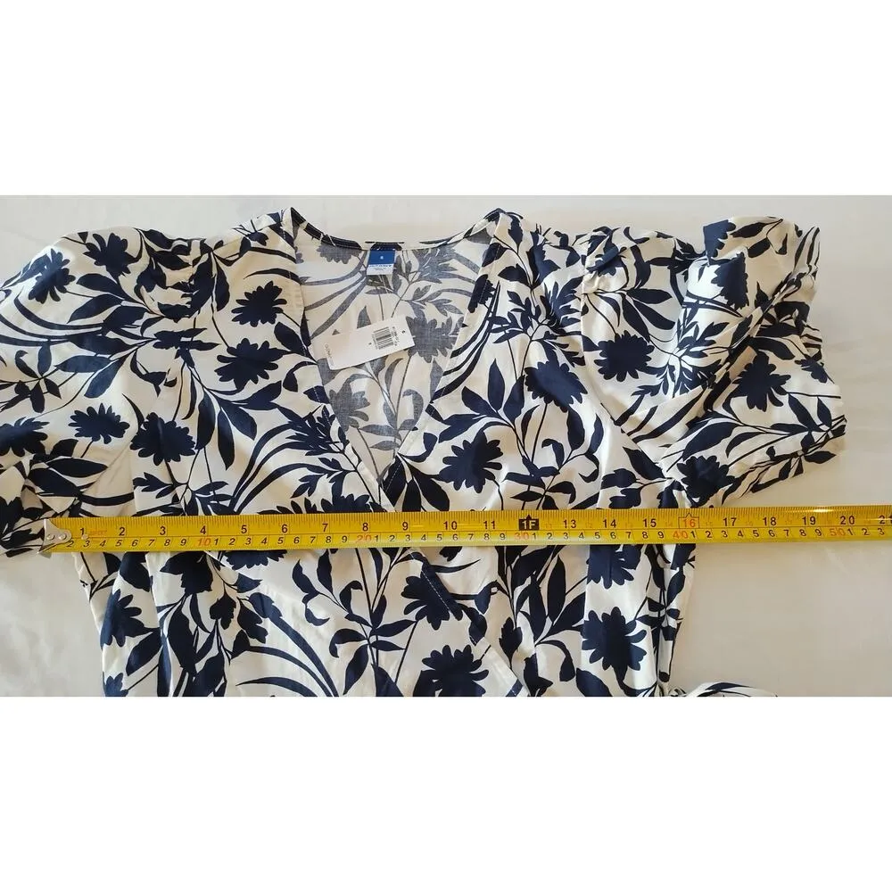 NWT Old Navy Women's Wrap Cotton Blouse Puff Sleeves and Defined Waist Size S - Image 9