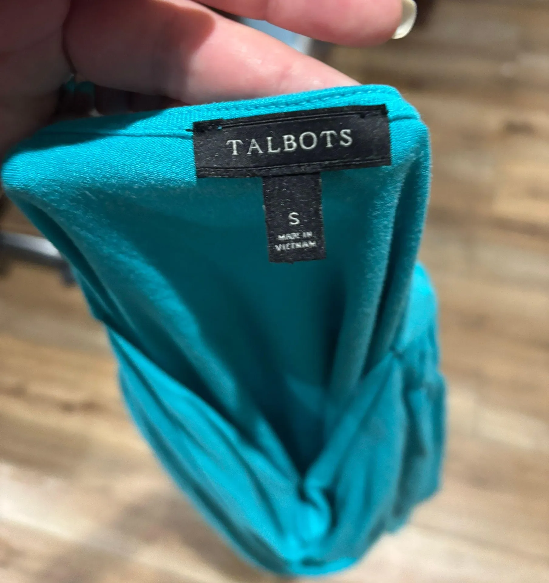 Teal Sleeveless Cowl Neck Blouse, Sz S - Image 3