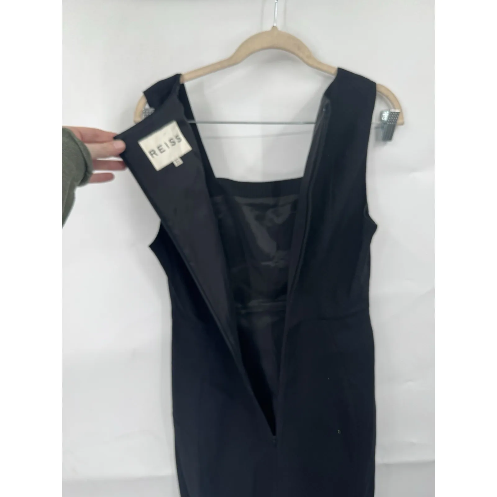 Reiss Bodycon Mini Formal Business Dress Women 6 Black Pinstripe Corpcore - Image 10