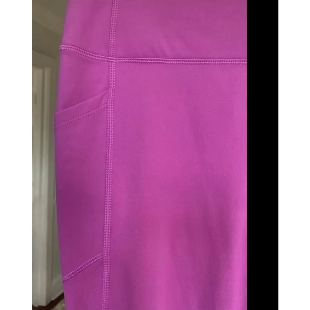 GapFit High Rise Leggings Bright Fuchsia Pink L Barre Pilates Activewear Lounge - Image 4
