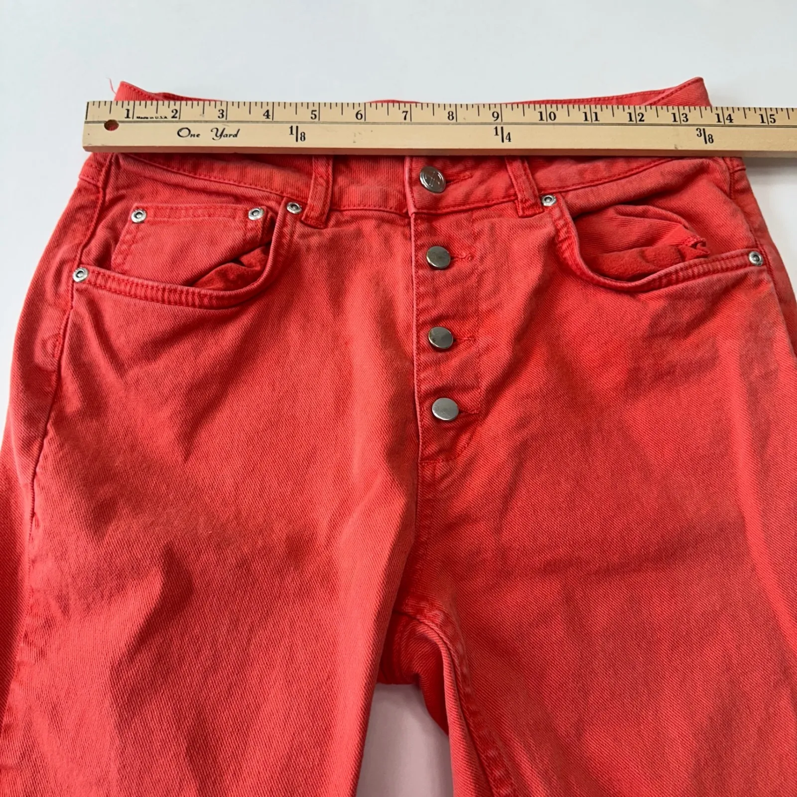 Anine Bing Denim Jeans Button Fly High Rise Orange Peach Women's Size 28 - Image 11