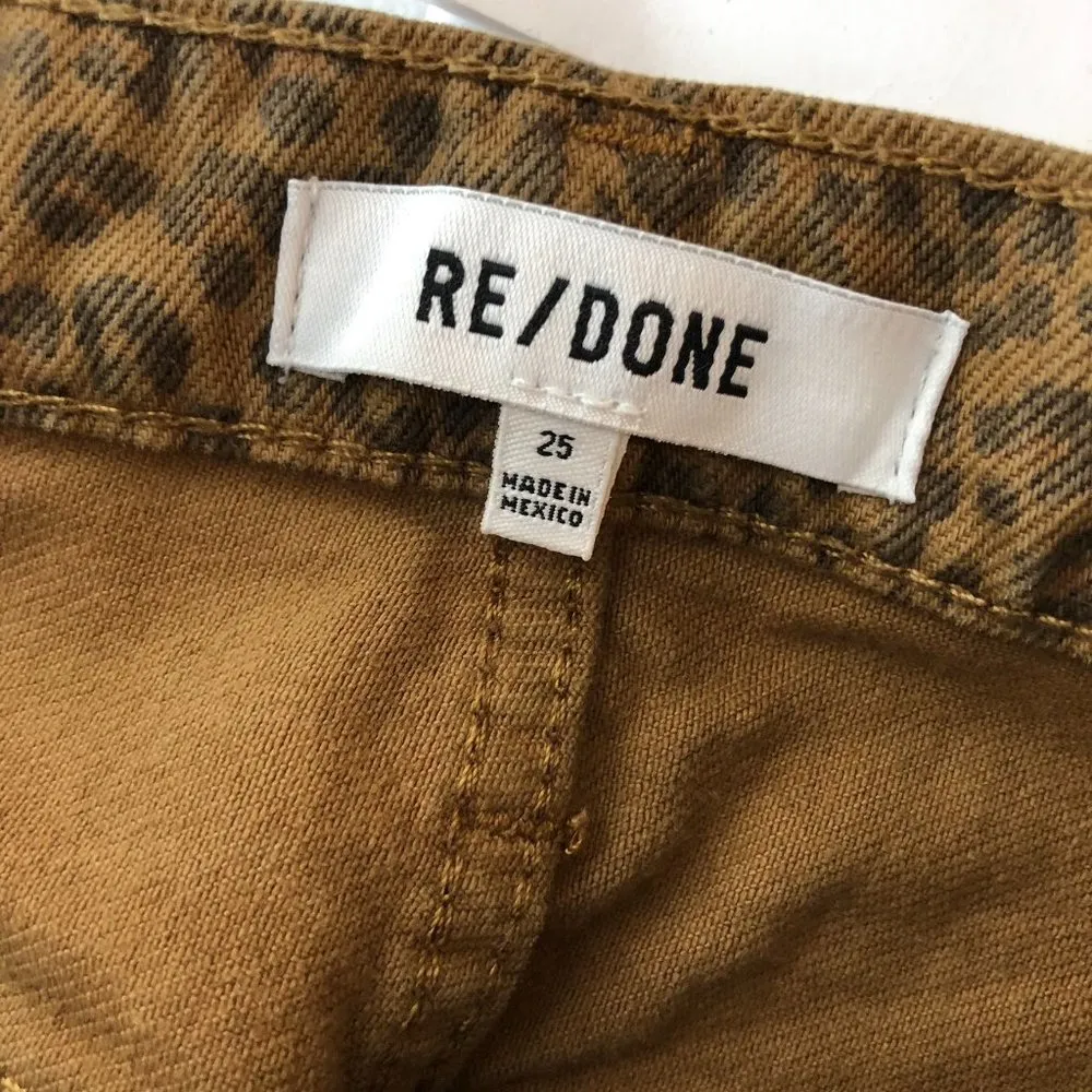 RE/DONE Womens Jeans Cotton Leopard Pattern Button Fly High Rise Brown 25 - Image 6