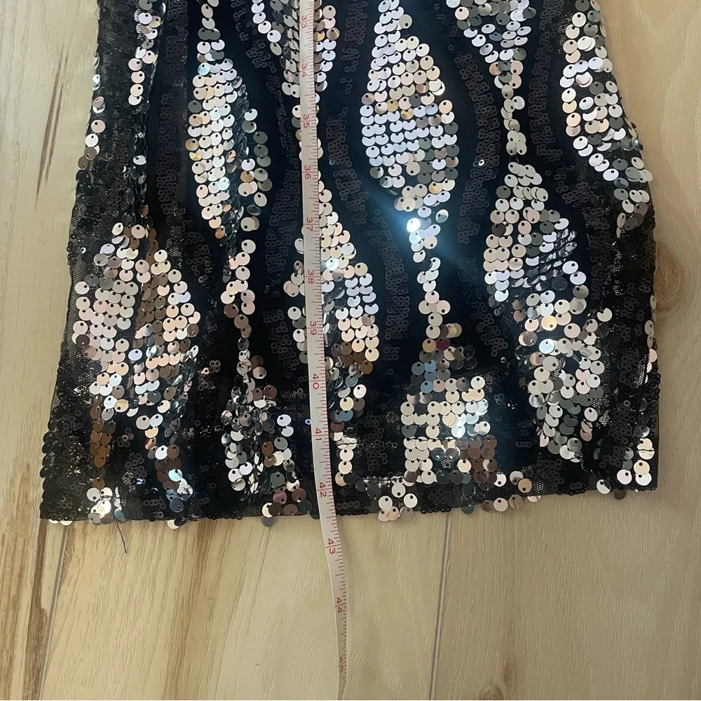 boohoo petite sequin two tone flare trousers pants black and silver size 10 - Image 15