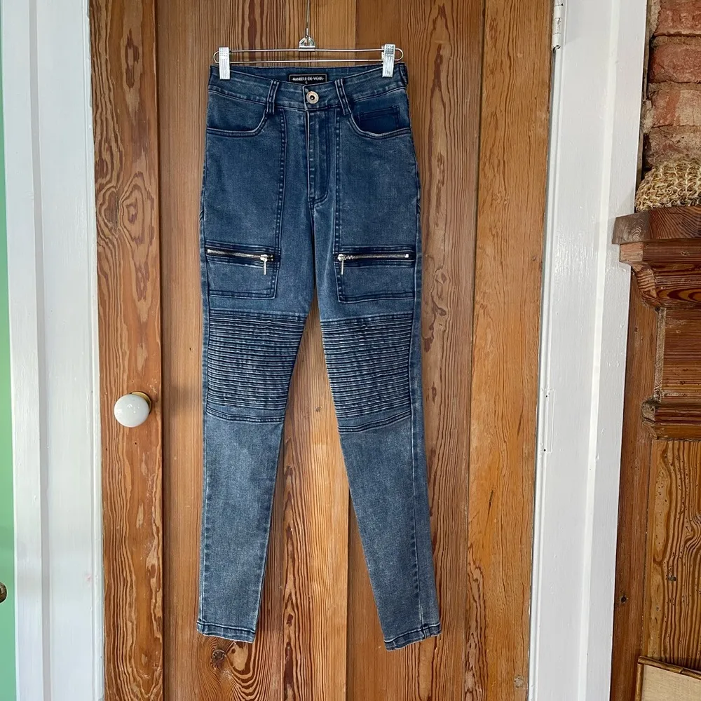 ✨ Maniere De Voir ✨ Super Stretch Moto Style Skinny Jeans ~ Size 6 💛🍄 - Image 2