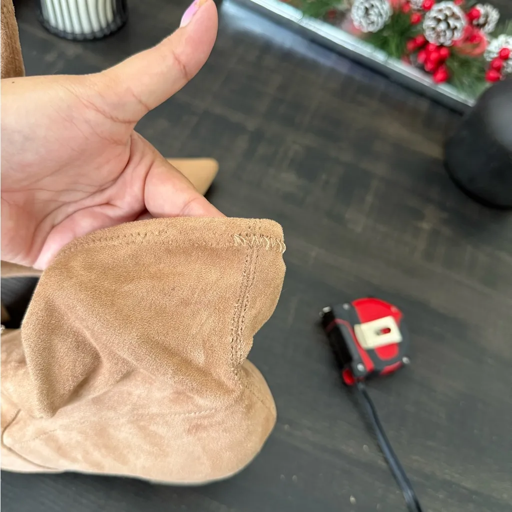 Steve Madden Suede Pointed-Toe Heeled Boots Tan Size 10M - Image 11