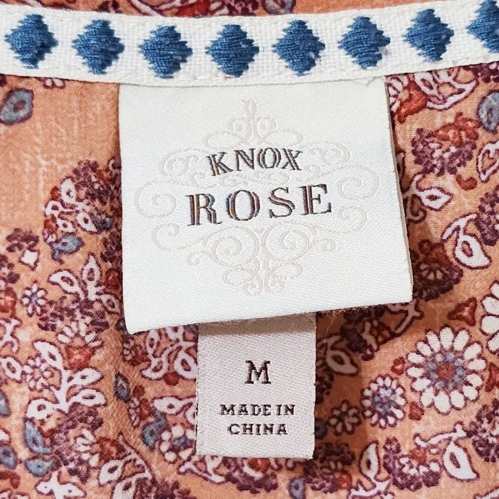 Knox Rose Floral Babydoll Peasant Top V-Neck Size Medium M Boho Western - Image 5