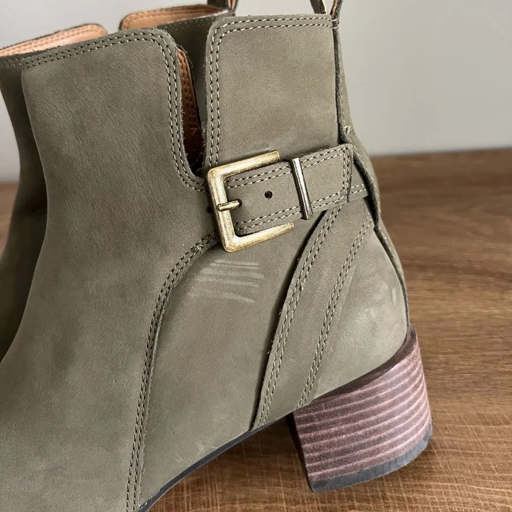 Vionic Waterproof Ankle Boots Olive Green Suede Comfort Booties Sienna - Image 5