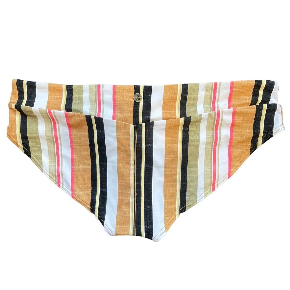 prAna Large Presolana Swim Bikini Bottoms UPF 50+ Quick Dry Gilded Soleil Stripe - Image 4