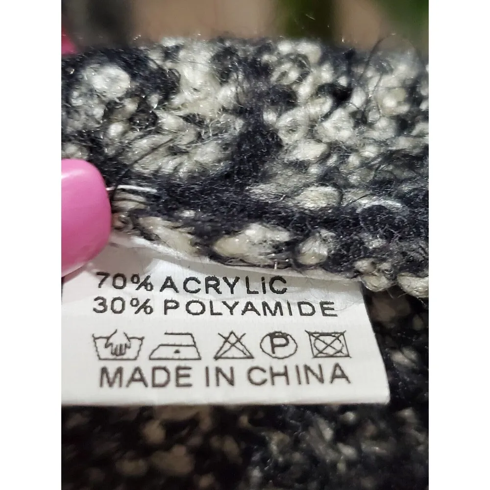 Simply Couture Women's Black & Gray Acrylic Long Sleeve Full Zip Front Jacket XL - Image 9