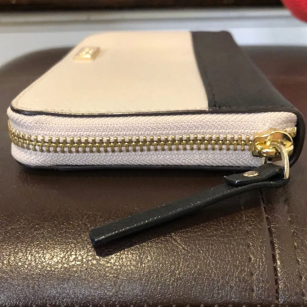 KATE SPADE Taupe Black Gold Zipper Credit Card Coin Continental Wallet Authentic - Image 5