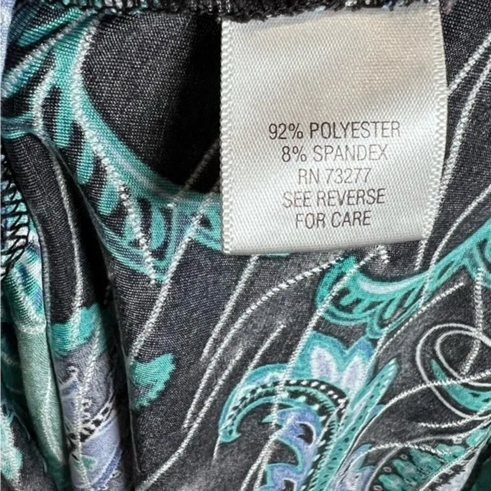 royal blue black and green paisley print jacquard top size large - Image 5