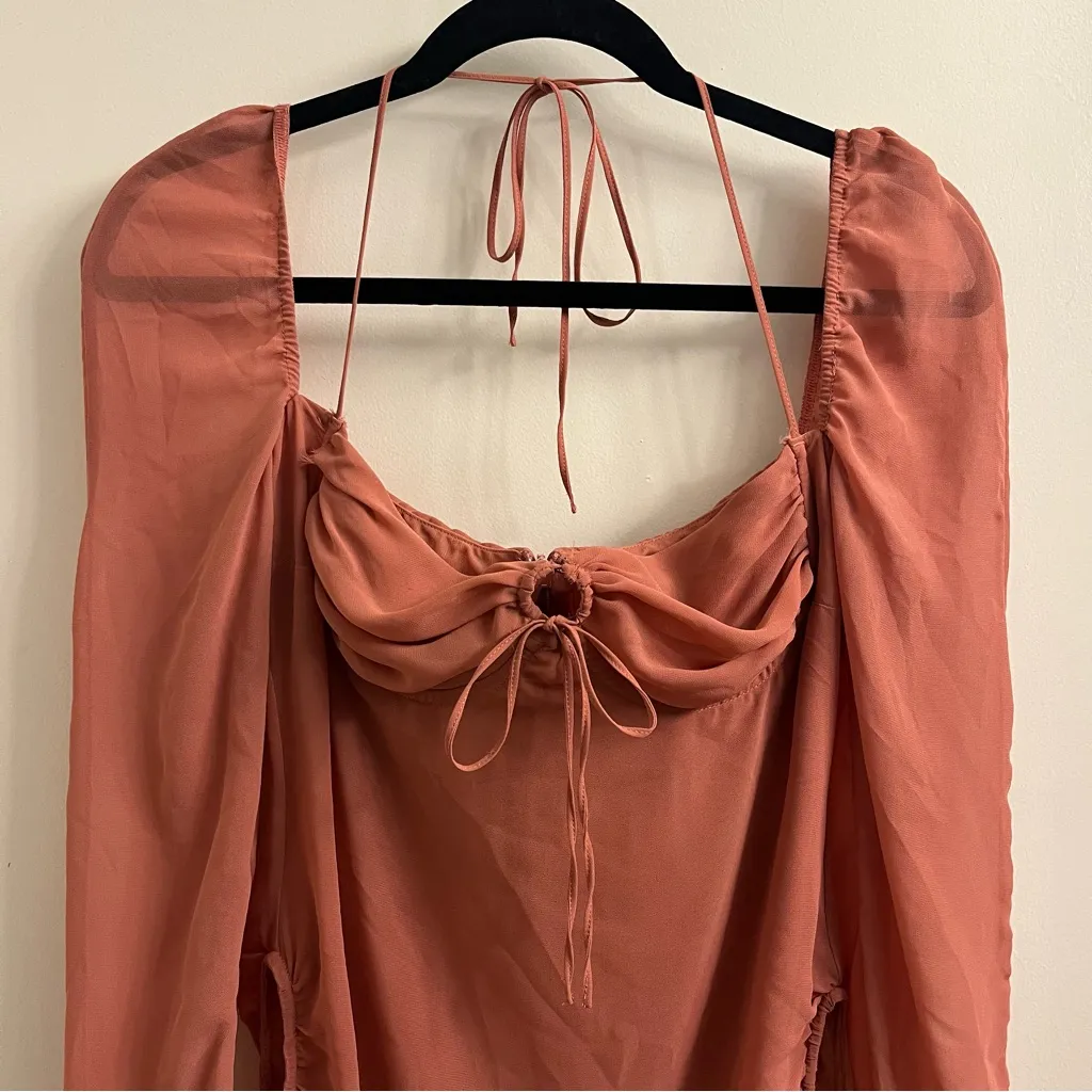 House of CB Baby Pink Chiffon Halter Mini Dress Medium - Image 7